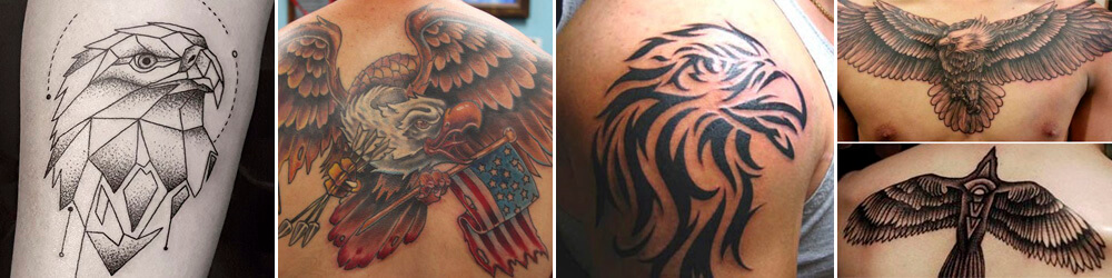 Tattoos Eagle Geometric, Color, Tribal, Back, Chest y Brazo