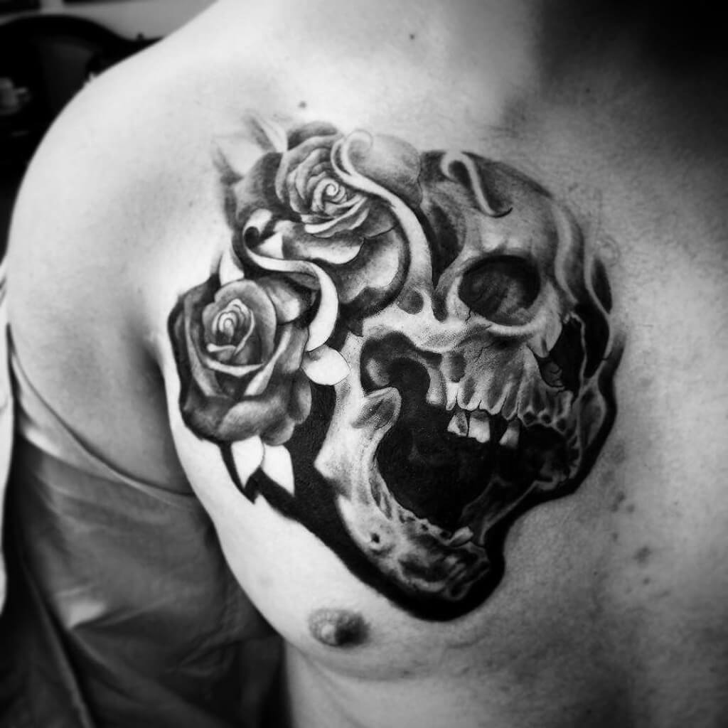 tattoo- skull - chest - man