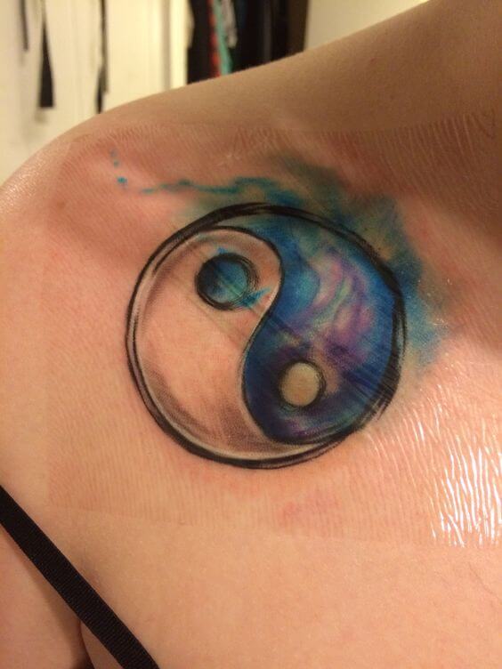 Tattoo Yin & Yang Color Chest/Shoulder