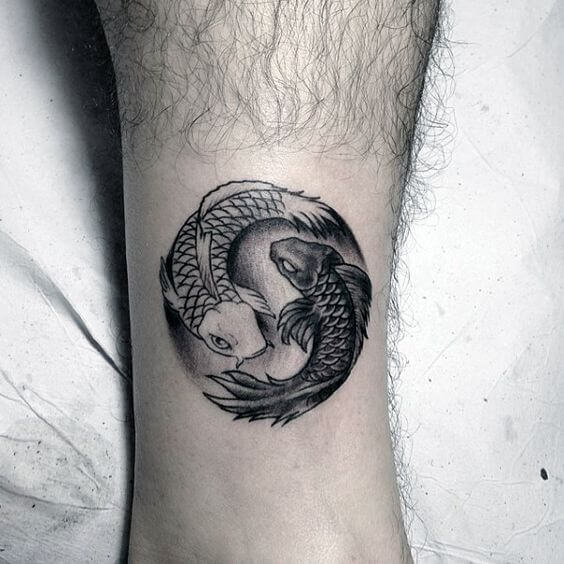Yin & Yang Tattoo Leg Fish
